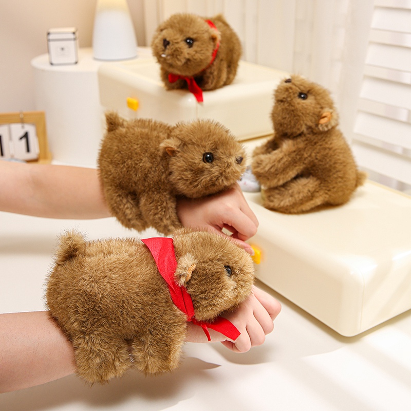 卡通土拨鼠毛绒公仔啪啪圈儿童手环拍拍圈仓鼠玩偶拍照道具礼物女
