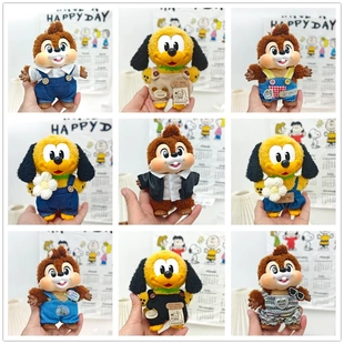 盲盒米奇家族萌在一起搪胶挂件娃衣布鲁托奇奇蒂帝着替衣服背带裤