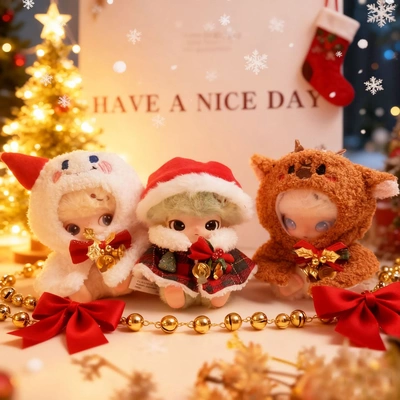 DIMOO新生日记系列娃衣搪胶毛绒挂件圣诞娃衣潮玩盲盒替换衣服萌