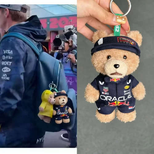 17cm娃衣Ted2泰迪熊可动毛绒挂件盲盒娃衣F1红牛帽子赛车服套装