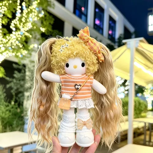 新款HelloKitty毛绒钥匙扣 复古格裙辣妹kt玩偶挂件 潮流包包挂饰