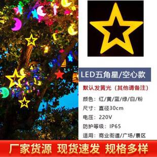节日亮极化五角星灯防水LED五雪挂角星件 LED月亮 花AYM造型灯北