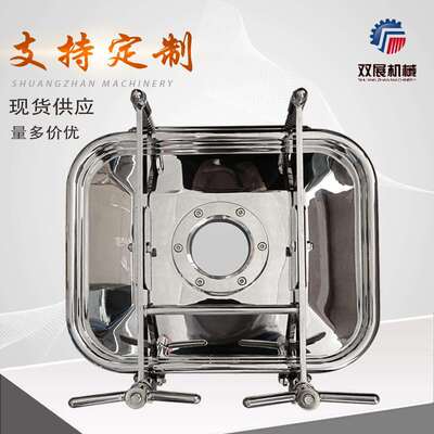 卫生级不锈钢304方形矩形人孔盖带法兰视镜内外镜面抛光535x435