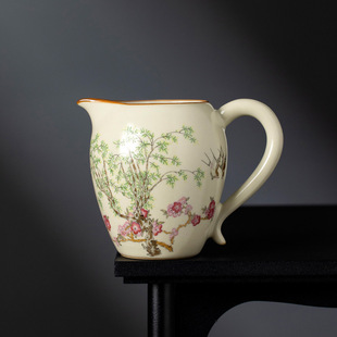 米黄汝窑春燕公道杯高端陶瓷耐热茶滤一体分茶器大容量泡茶匀杯