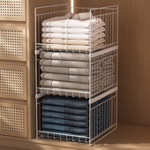 衣柜拉篮抽屉式 金属网格分层收纳筐卧室柜内维拉滑轨W储物置物架