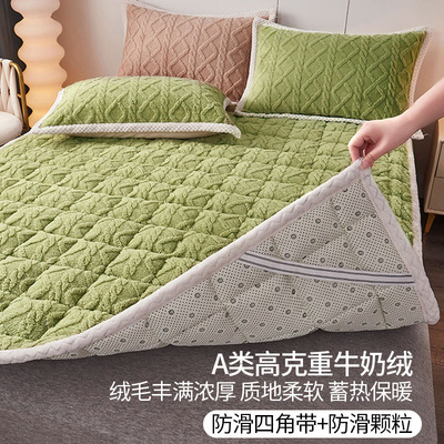 毛毯子床垫褥子上l面铺的牛奶珊瑚水晶加绒厚超软垫被榻榻米1米5