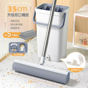 海绵拖把2023家用拖把一拖净卫生间厕吸水大号胶棉清W洗桶拖地神