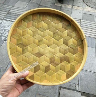 德宏傣族竹编圆桌l 手工编织饭桌茶具工艺品摆件家居饰 摄影道具