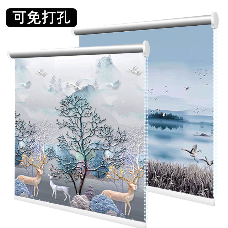 免打孔卷帘窗帘i升降卧室遮光遮阳厨房百叶窗防水卫生间洗手间卷