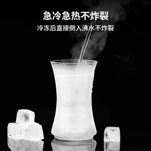 双层玻璃茶杯隔热观山杯耐高温家用D办公喝水绿茶杯夏季透明泡茶