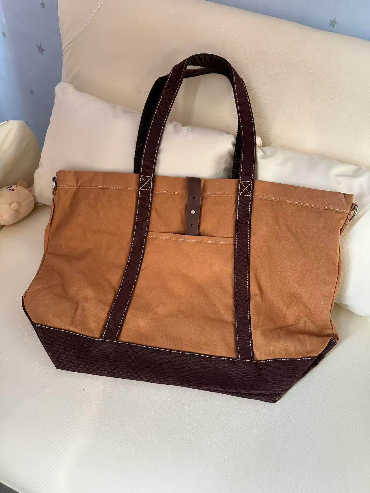 帆布托特包大容量单肩手提包加厚迷彩斜挎包女复古托特包校园通勤