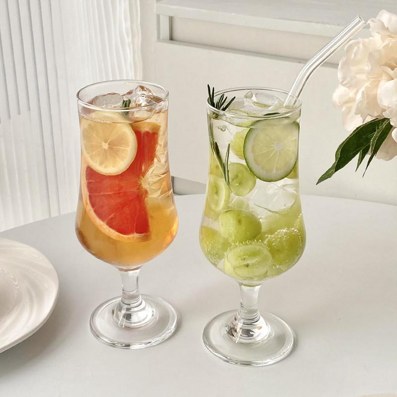 【行业热销】高端ins风玻璃高脚杯 高颜值果茶杯苏打气泡水杯果汁