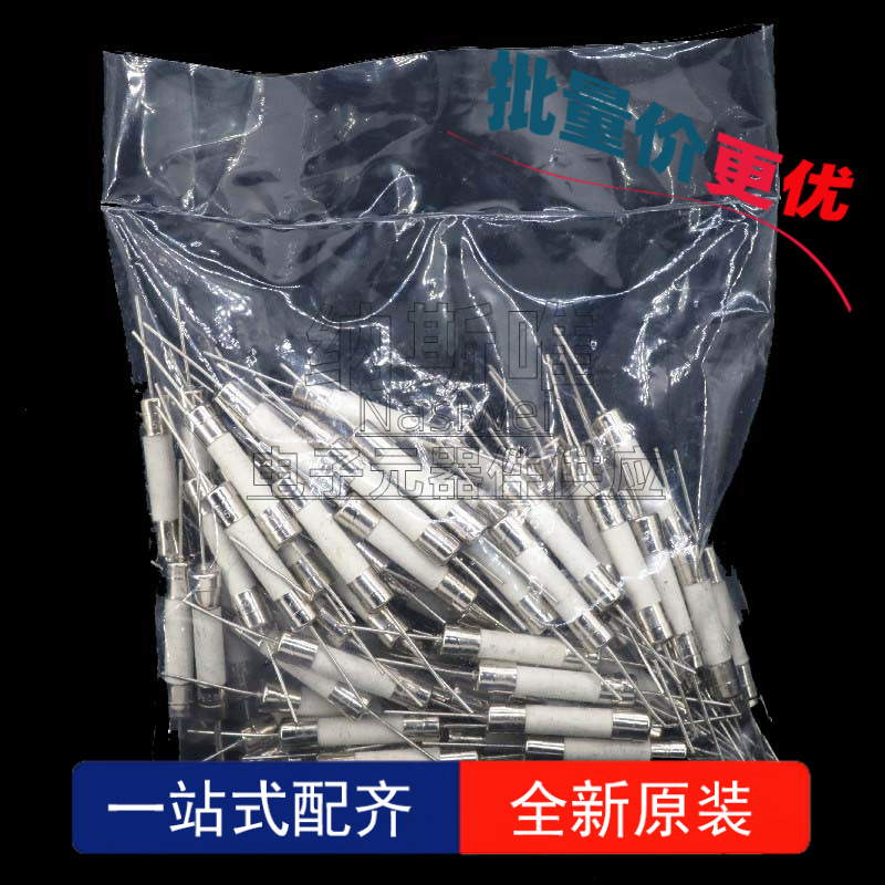 100个 陶瓷保险管 5*20MM 15A/250V 慢断 双帽带引脚 环保现货