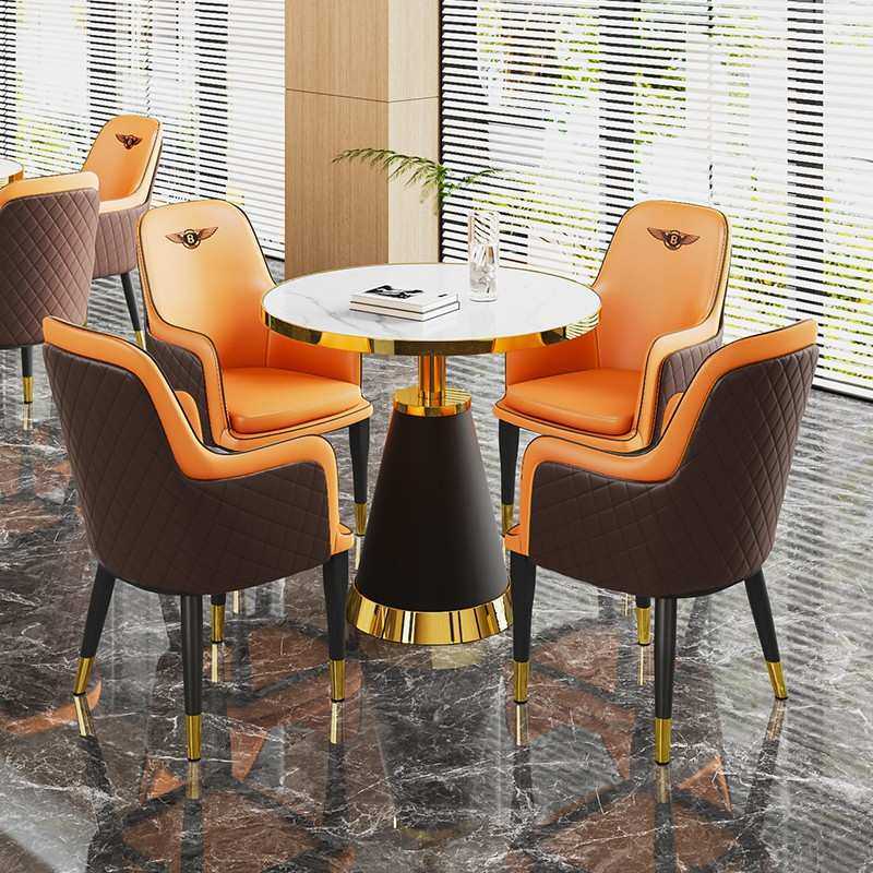 轻奢洽谈桌椅售楼处酒店休息区商务接待一桌四椅岩板圆桌单人座椅,3C数码配件,摄像机配件,淘宝优惠券,粉丝福利购,淘宝优惠卷