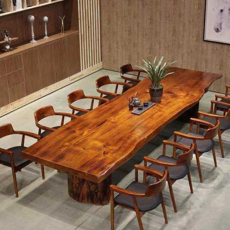 新中式实木办公洽谈原木整板泡茶桌椅组合自然边大板会客功夫茶桌,3C数码配件,摄像机配件,淘宝优惠券,粉丝福利购,淘宝优惠卷