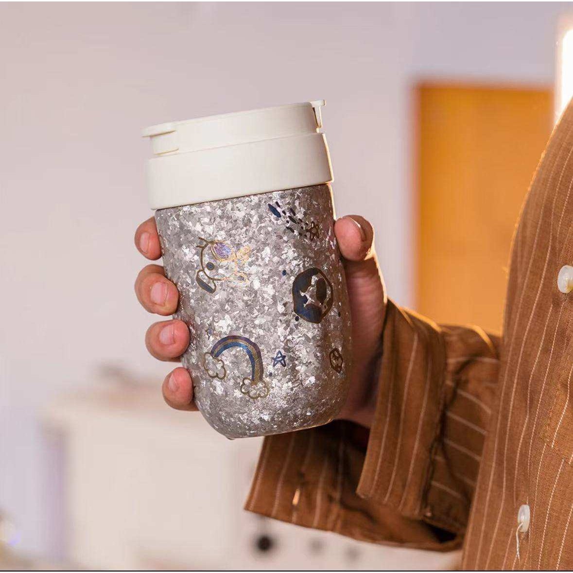 毛毛严选#纯钛杯带提绳直饮吸管两用保温保冷咖啡杯保温杯无