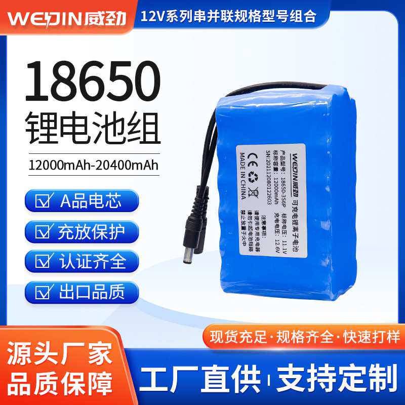 专业定制8650锂电池组12V12000mAh音响舞台灯光伏储能电源可充电