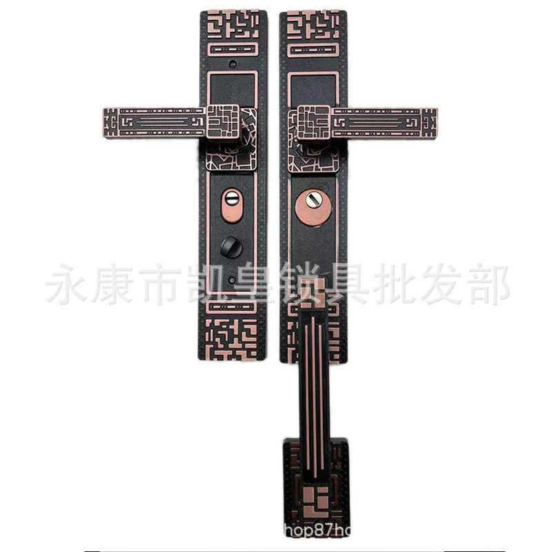 黑红古铜防盗门把手双开大门锁拉手入户门锁卡门铸铝门面板手加厚
