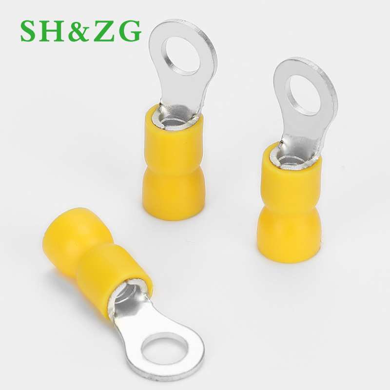 SV冷压端子欧式叉型预绝缘接线端子SV5.5-5黄色叉形铜线耳鼻端头