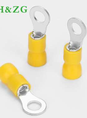 SV冷压端子欧式叉型预绝缘接线端子SV5.5-5黄色叉形铜线耳鼻端头