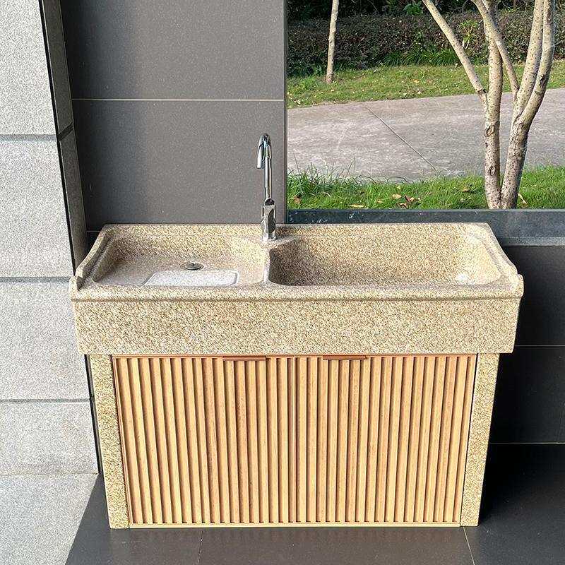 黄金麻石头洗衣池带搓衣板户外庭院水池花岗岩洗手台盆大理石水槽