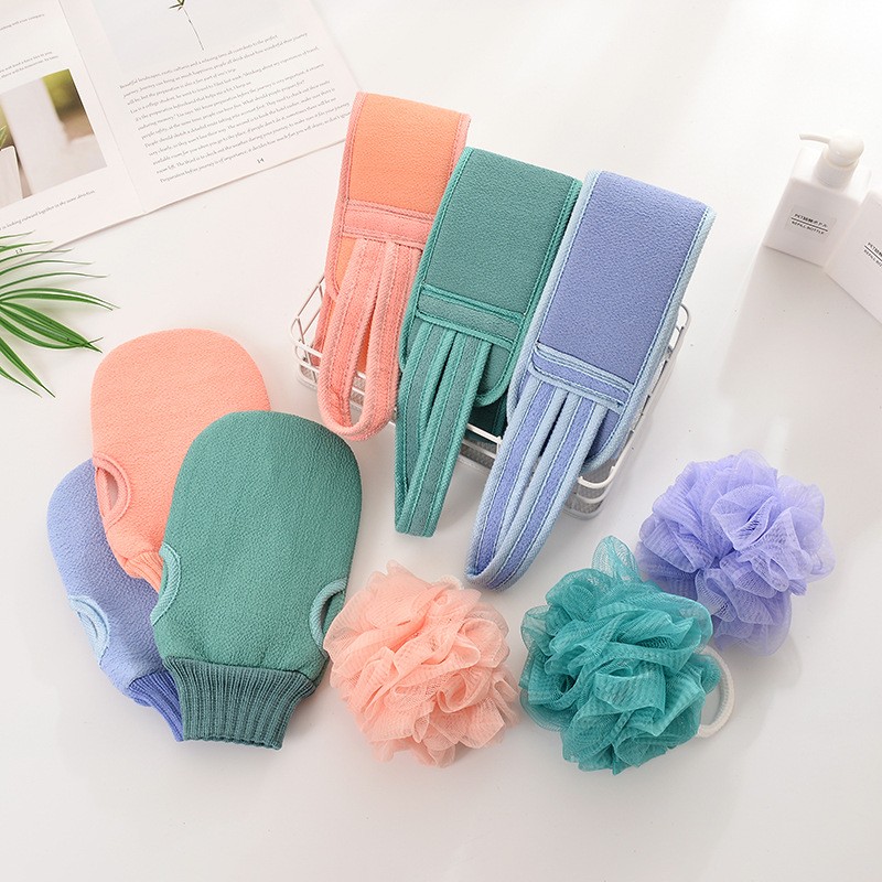 粗砂长条搓澡巾强力去污成人男女新款洗澡巾搓澡神器三件套装