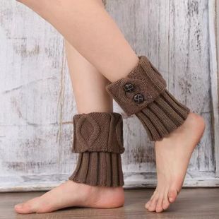 女士韩版腿套针织百搭护脚踝菱形纽扣靴套保暖毛线鞋套袜套短款冬