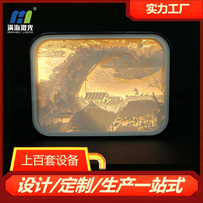 【源头厂家】名画立体纸质纸雕灯清明上河图光影纸雕灯3d镂空纸雕