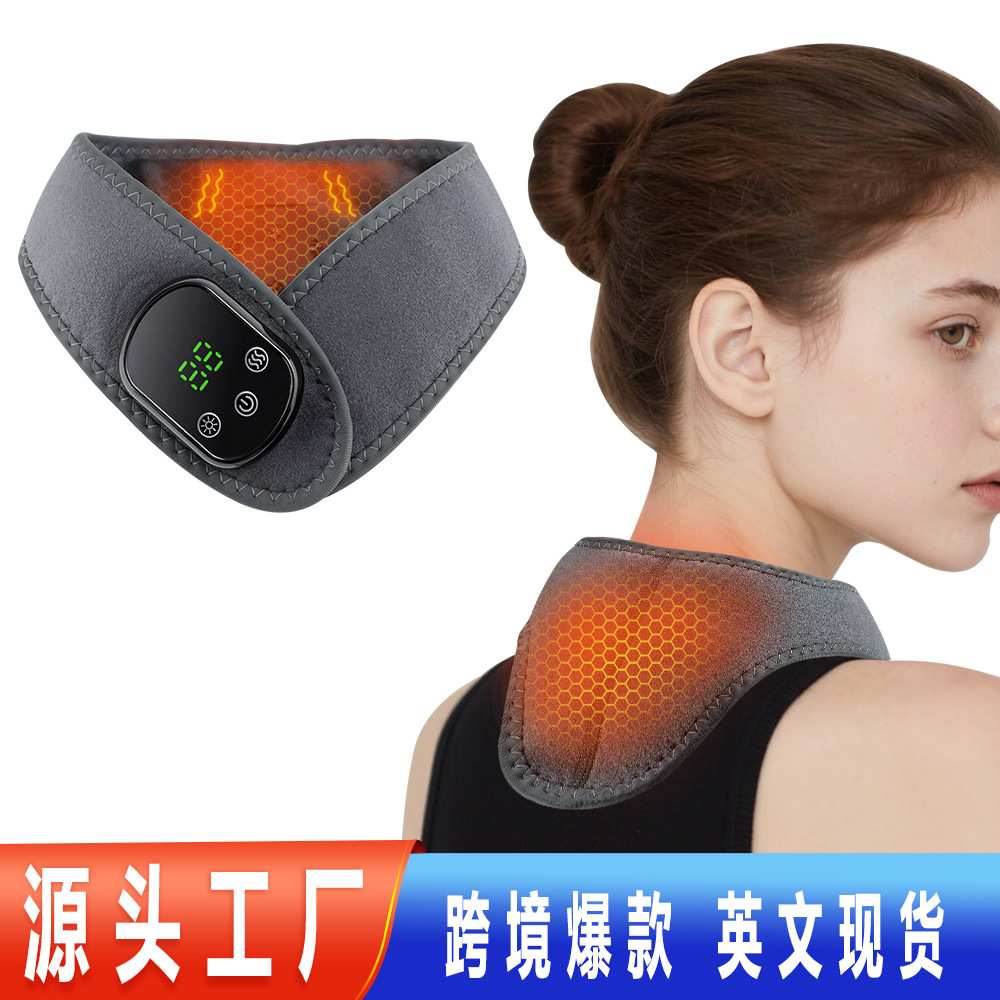 电加热护颈震动保暖防寒按摩仪石墨烯理疗热敷智能控温颈部护具