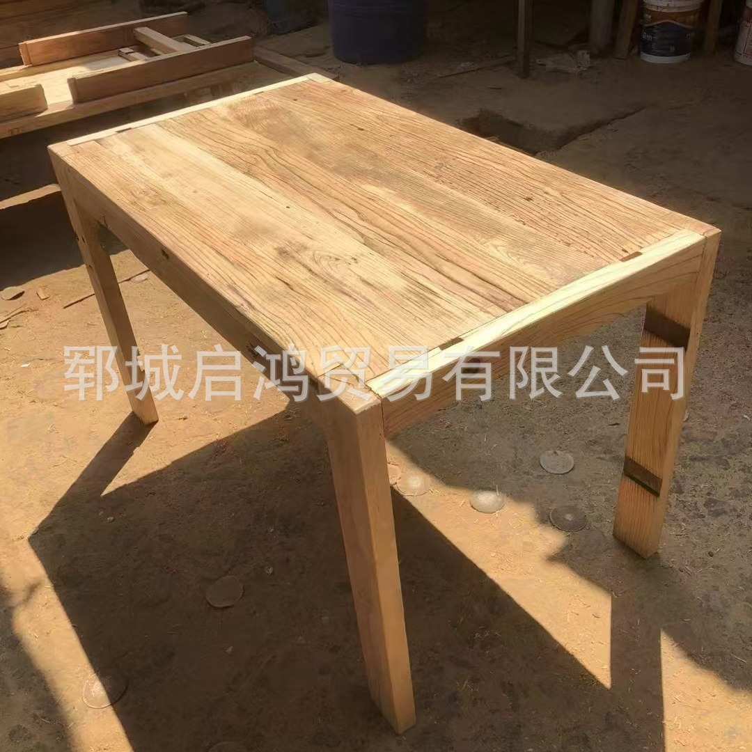 老榆木茶桌办公桌实木餐桌长方形小餐桌原木书桌吧台门板桌