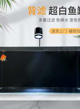 背滤鱼缸客厅桌面一体式循环过滤家用804040超白缸造景生态溪流缸