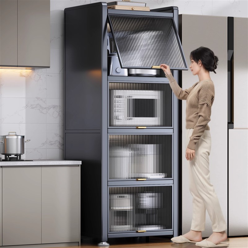 厨房置物架落地多层微波炉收纳橱柜置物柜多功能储物夹缝极窄收纳