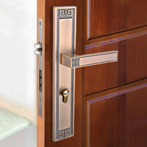 新中式门锁房间磁吸静音卧室实木门锁具仿古双开门子母入户大门锁