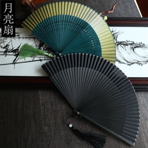【精品扇】日式女扇子 竹柄折扇 高档礼品扇 汉服扇纯色扇面 多色