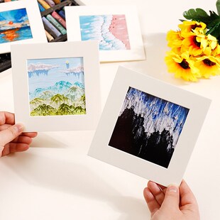 10个装 正方形画框简易儿童画框装裱框水彩油画棒方形剪纸小相框