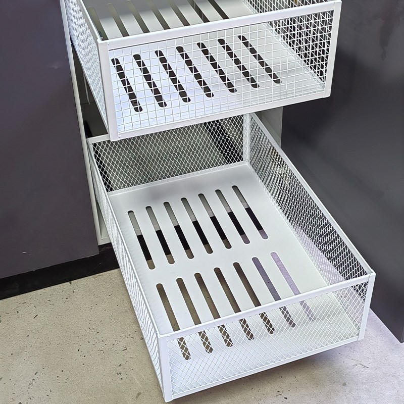 菱形网格收纳篮橱柜收纳筐杂物置物篮子定制厨房衣柜抽屉轨道拉篮