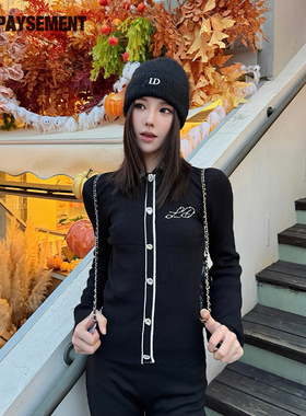 Le Depaysement法式高级感爱心钻扣满钻领上衣开衫纽扣针织衫毛衣