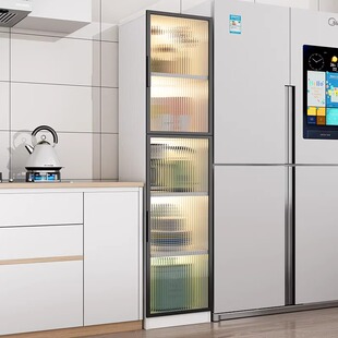 厨房置物架冰箱夹缝收纳柜盘碟电器锅具调味料柜客厅餐边柜子落地