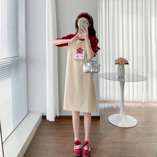 插肩袖 产后 杯子熊 侧开哺乳短袖 带胸垫 8645 T恤裙 实拍