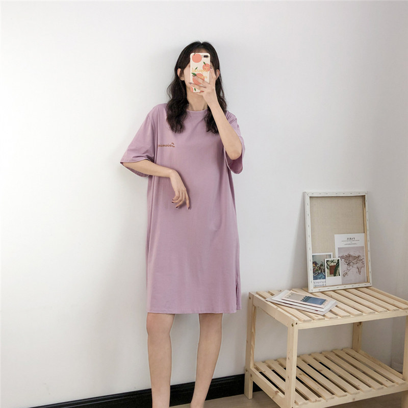 9071#（实拍）孕妇 大码 夏款 简约 T恤 连衣裙