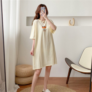 大码 孕妇 夏款 印花 T恤裙 9092 短袖 实拍