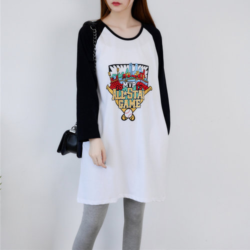 8356#（实拍）孕妇 大码 秋款 拼接袖 T恤 上衣