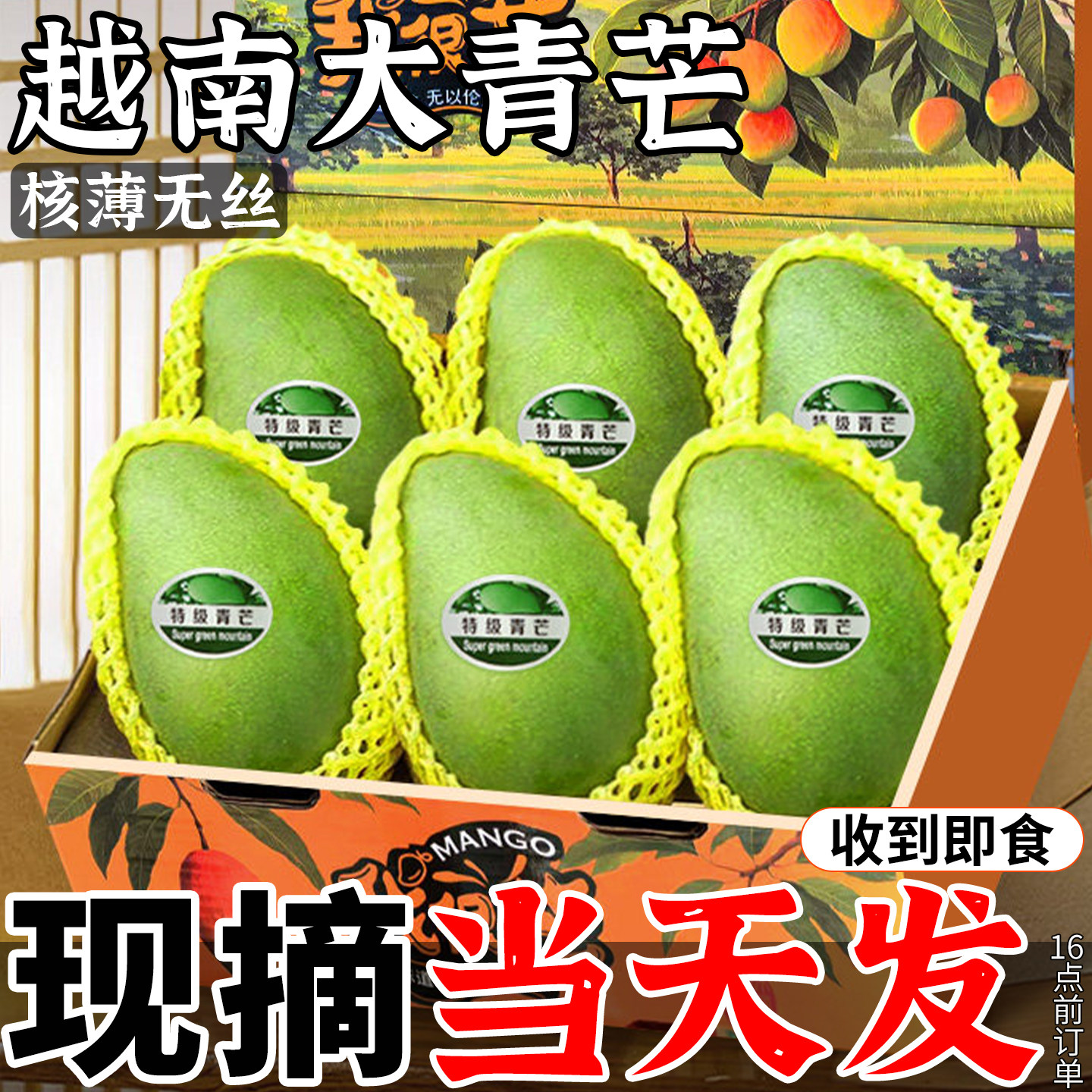 顺丰越南大青芒新鲜水果树上熟现摘现发甜心芒果当季水果整箱包邮