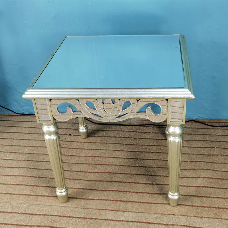 美式复古实木沙发茶几小桌子客厅阳台长方形做旧雕花边几法式家具