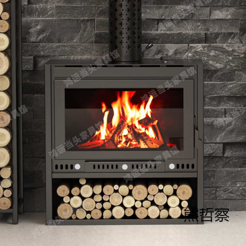 壁炉真火木柴室内取暖炉家用燃木柴欧式匠人村取暖柴火型室内无烟