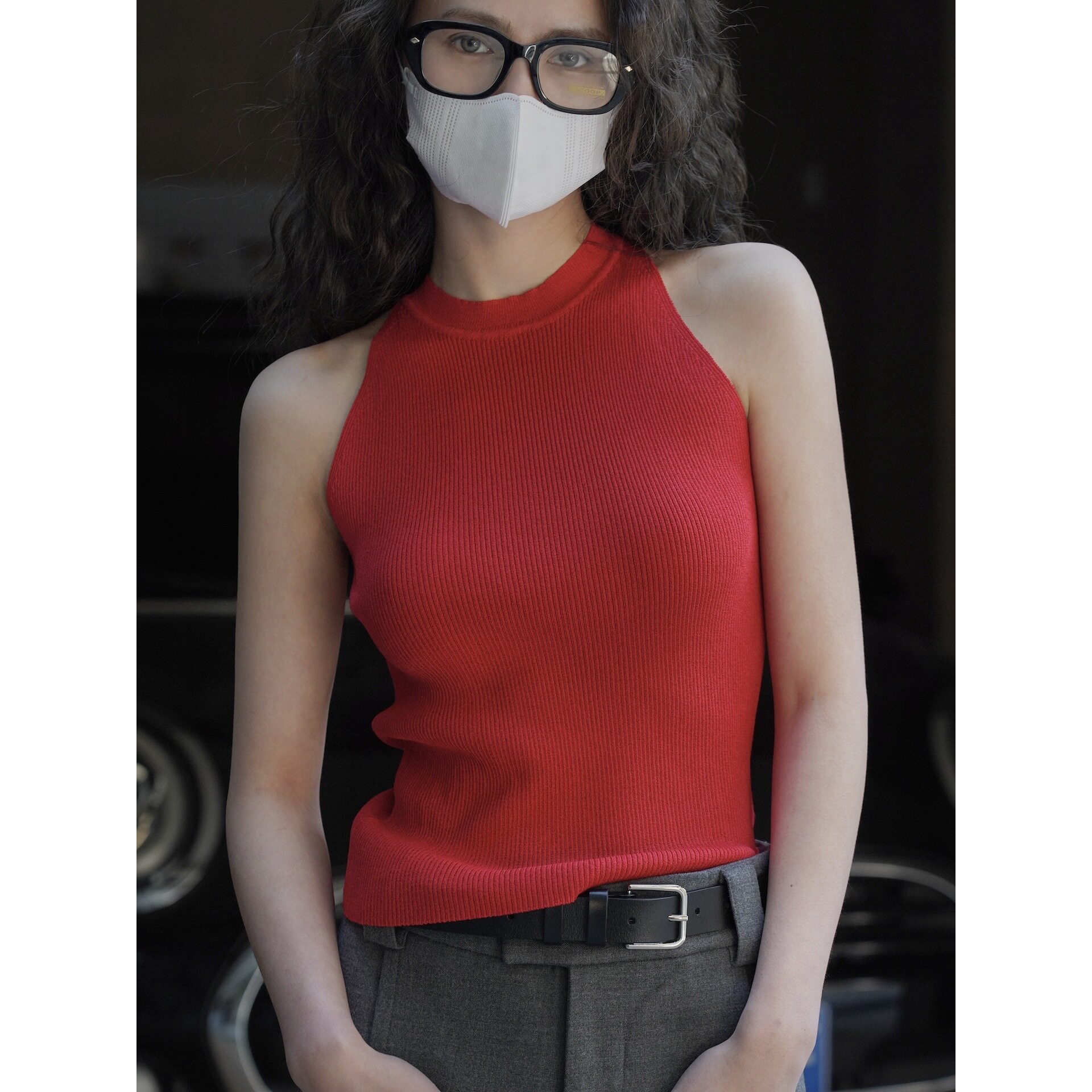 卢浮春夏新款女韩版简约针织工字薄背心挂脖舒适修身显瘦弹力内搭