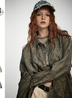 Cannotsurpass肌理感翻领新中式衬衫男女宽松长袖春秋季衬衣外套