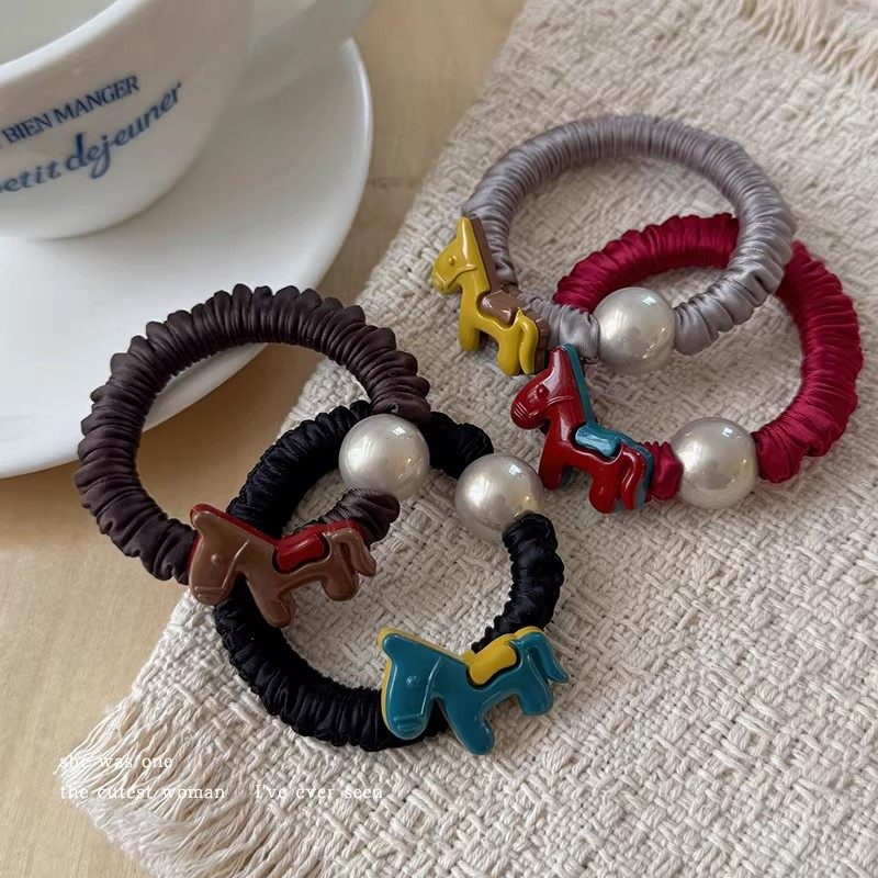 小马新年褶皱小肠发圈女高级感珍珠头绳高弹力皮筋扎马尾发绳发饰,饰品/流行首饰/时尚饰品新,发饰,淘宝优惠券,粉丝福利购,淘宝优惠卷