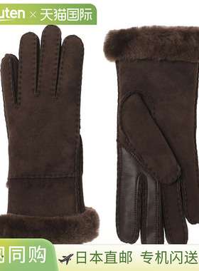日本直邮UGG Australia 女士手套 17371 黑色羊皮接缝手套
