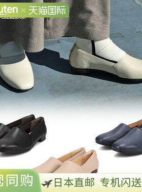 日本直邮MODELLO 女士柔软方形一脚蹬平底高跟鞋办公室工作和日常